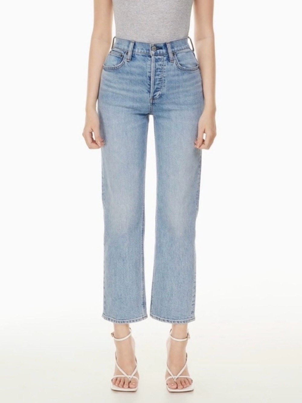Denim Forum The Arlo High Rise Straight Jeans Blue Size 31 Aritzia